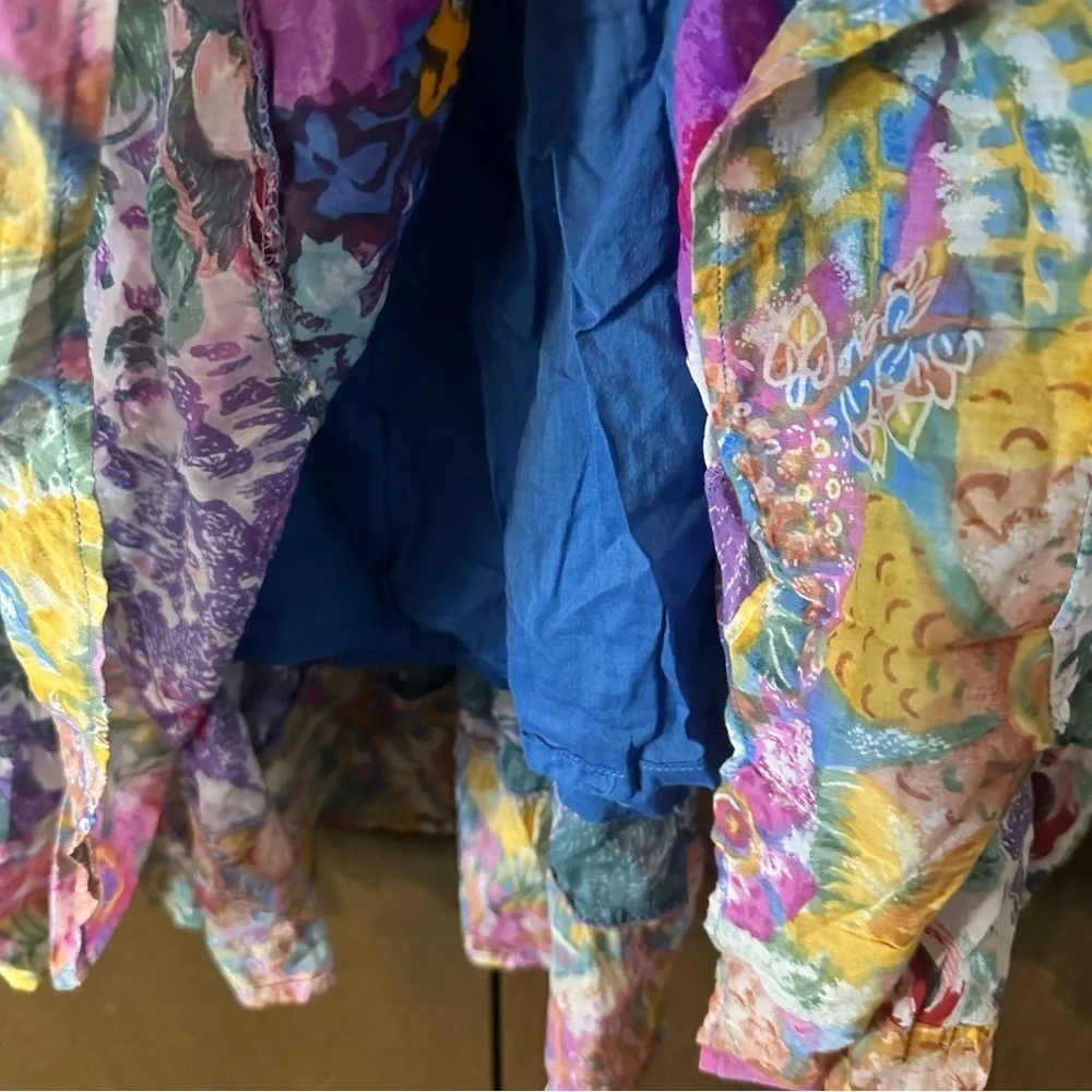 Vintage Bat Club Petite Floral Boho Patches Multicolor Hippie Women's Skirt Sz M - Picture 9 of 11